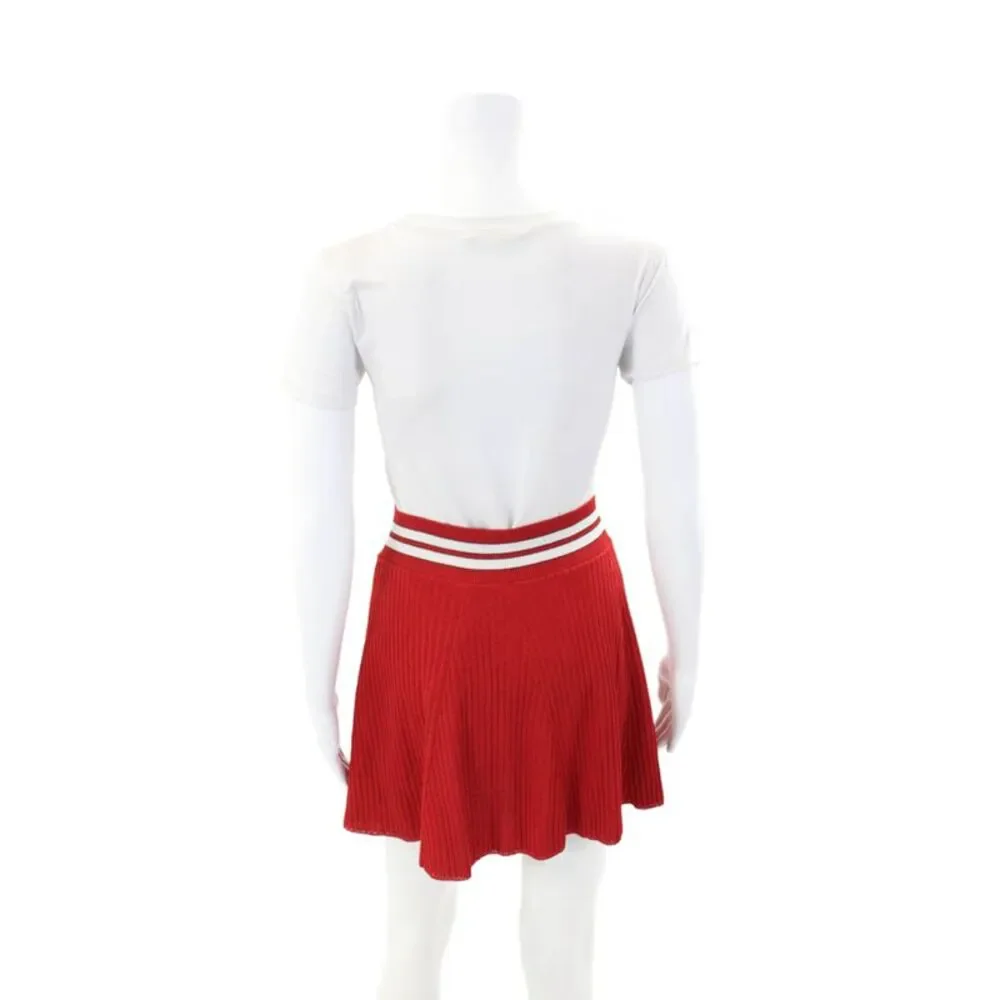 Nervure Women's Elastic Waist Pull-On Unlined Flare Mini Skirt Red Size M